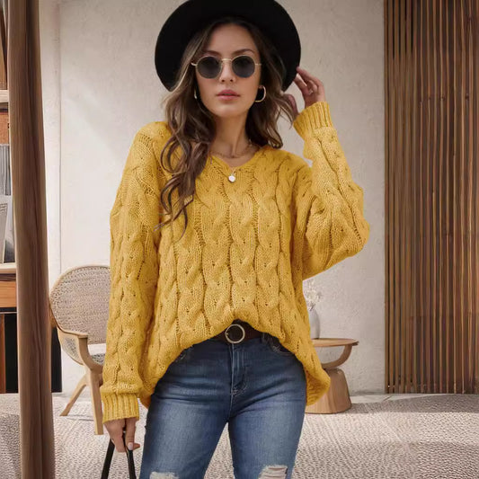 Pull-over en tricot épais pour dames avec un design de tresse moderne et une coupe ample Chic und Stil