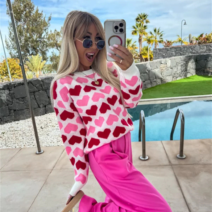 Pull femme avec motif en cœur et coupe confortable Chic und Stil