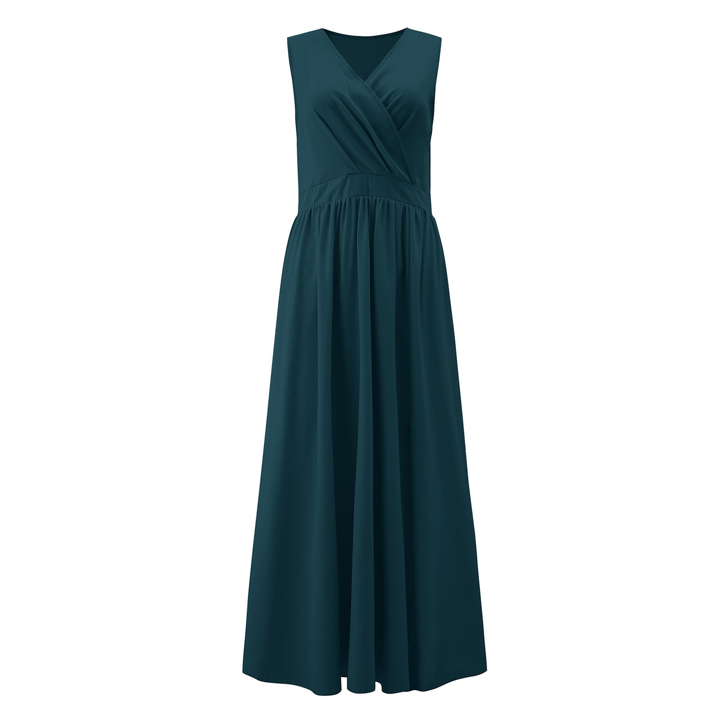 Dames Robe Maxi Élégante avec Design de Drapé Raffiné et Tissu Fluide Chic und Stil