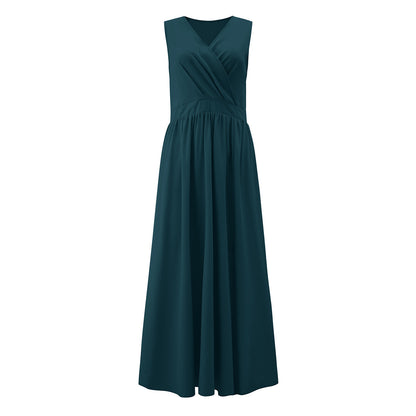 Dames Robe Maxi Élégante avec Design de Drapé Raffiné et Tissu Fluide Chic und Stil