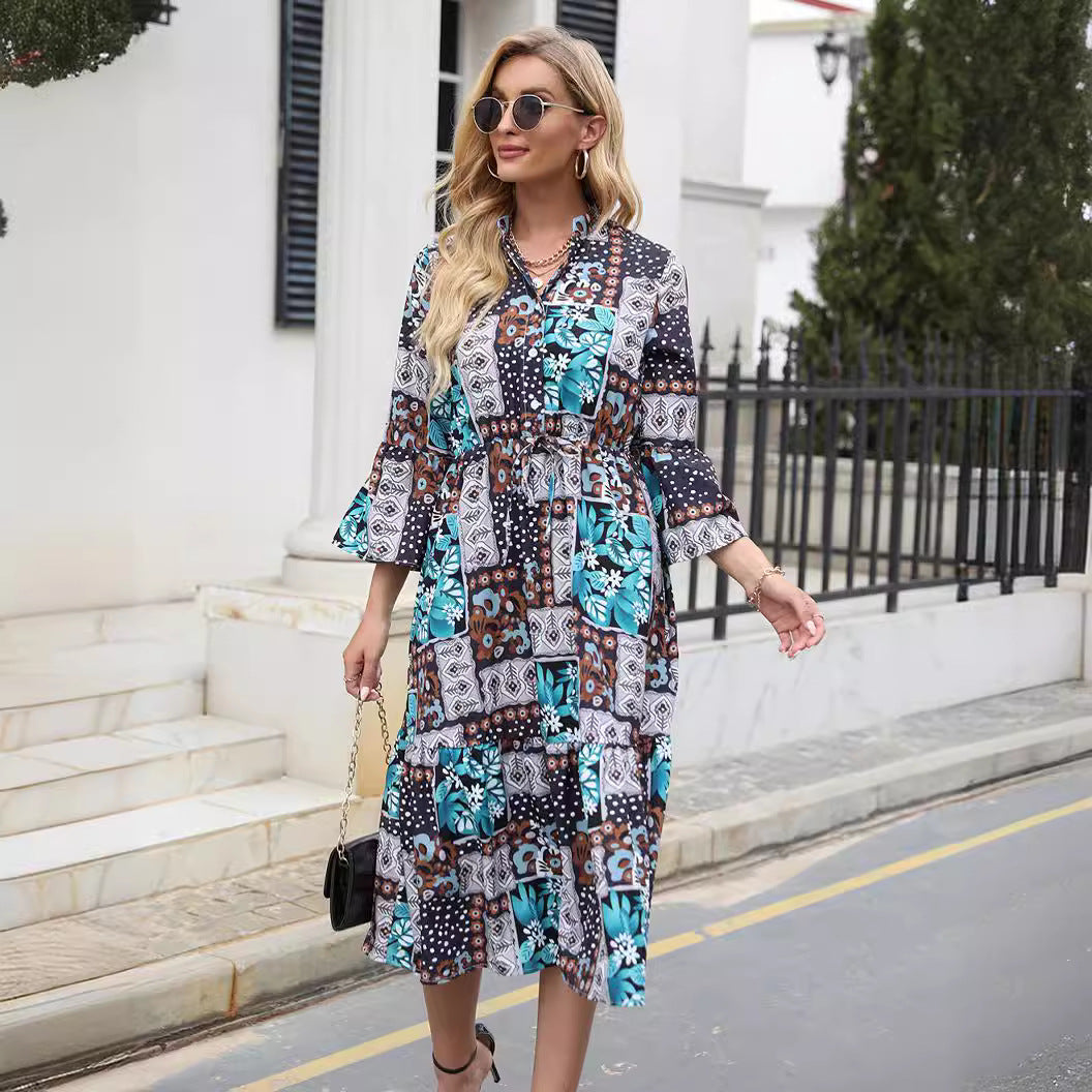 Robe à manches longues pour femmes avec imprimé coloré Chic und Stil
