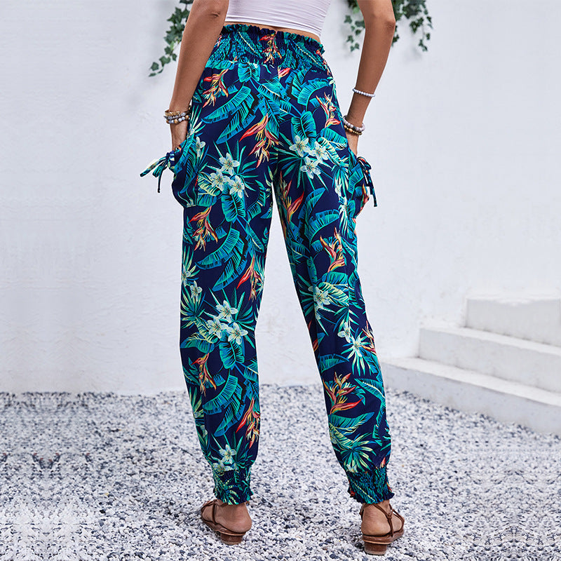Women Tropical Cargo Pants Chic and Style