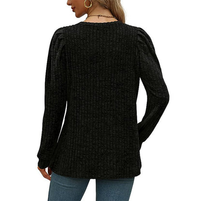 Pull à manches bouffantes texturé Chic und Stil pour femmes