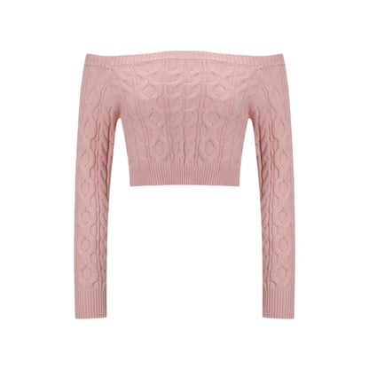 Pull en tricot pour femmes avec épaules dénudées et motif en relief attrayant Chic und Stil