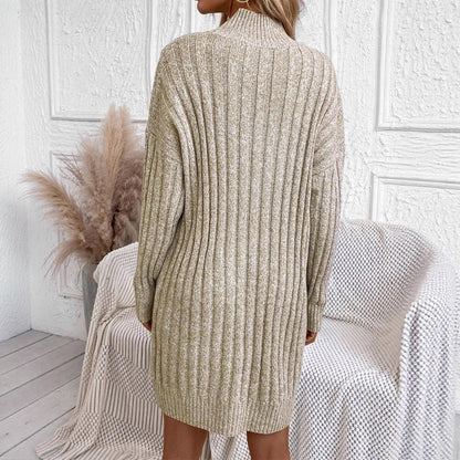 Robe en maille pour femmes avec col montant et motif en côtes texturé Chic und Stil