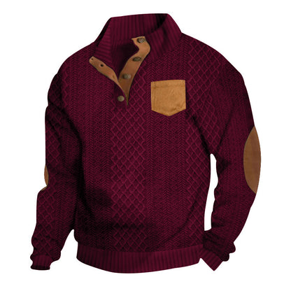 Pull en tricot pour hommes avec col montant et patte de boutonnage Chic und Stil