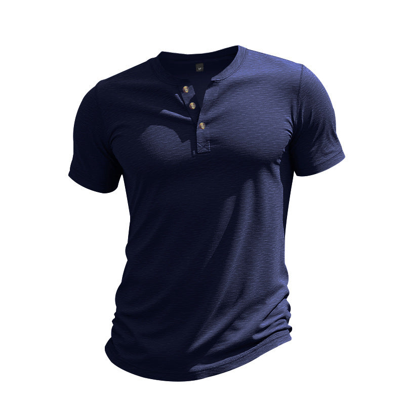T-shirt Henley à manches courtes décontracté pour hommes en matériau respirant Chic und Stil