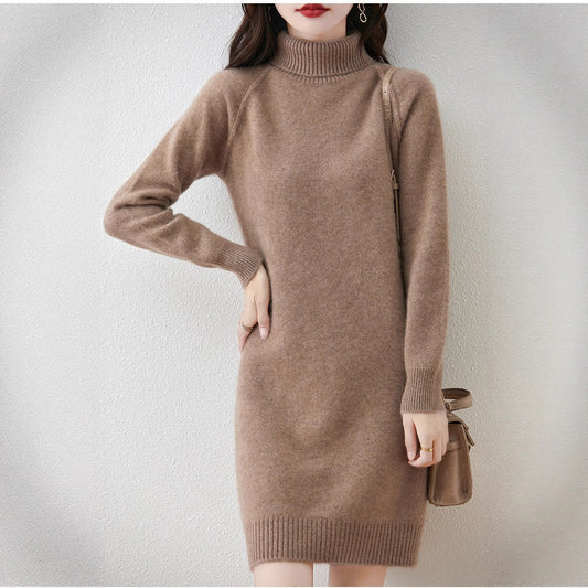 Robe en tricot pour dames avec col monté et matériau doux Chic und Stil