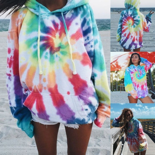 Pull à capuche décontracté pour femmes avec un design unique tie-dye Chic und Stil