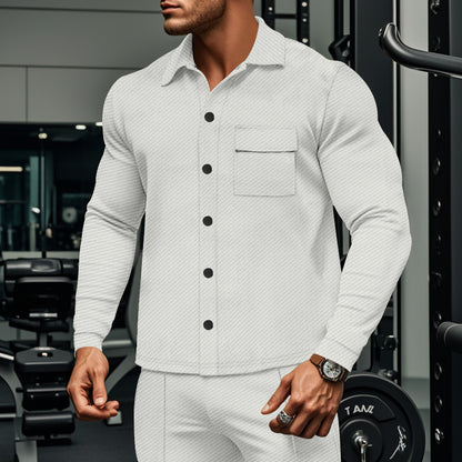 Chemise à manches longues structurée pour hommes avec poche poitrine pratique Chic und Stil