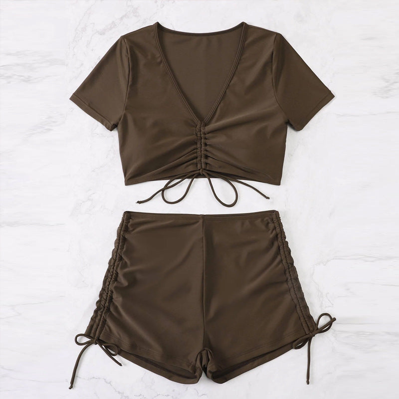 Women Ruffles Crop Top and High Waist Shorts Set Chic and Style