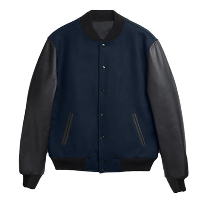 Trendy baseball jacket for women with leather sleeves and practical side pockets Chic and Style