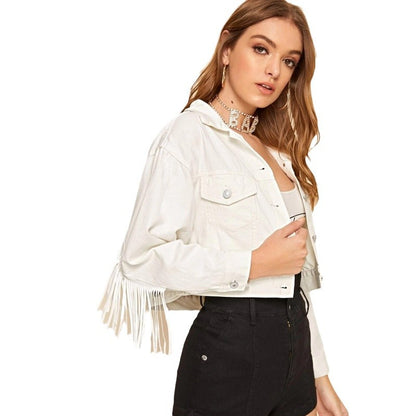 Dames  
Veste à franges courte avec design tendance et coupe décontractée Chic und Stil