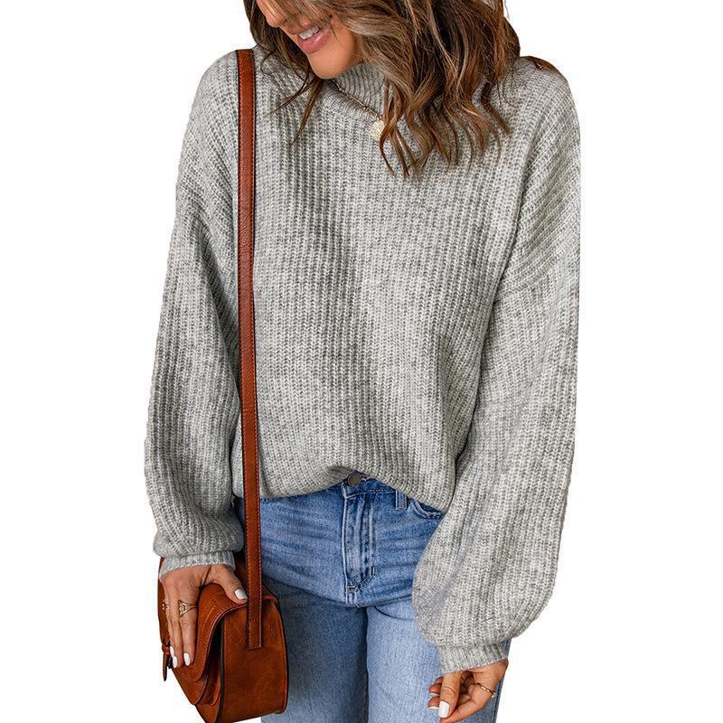 Pull en gros tricot pour femmes avec coupe ample et col montant Chic und Stil