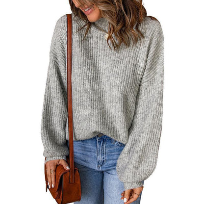 Pull en gros tricot pour femmes avec coupe ample et col montant Chic und Stil