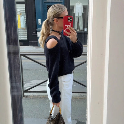 Pull-over en tricot surdimensionné pour femmes avec manches à découpe Chic und Stil