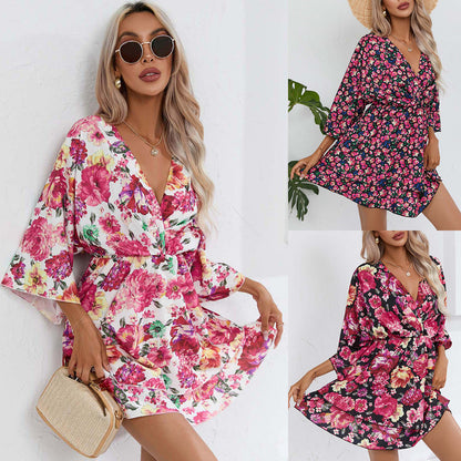 Robe chemise décontractée pour femme avec décolleté en V profond et manches amples Chic und Stil