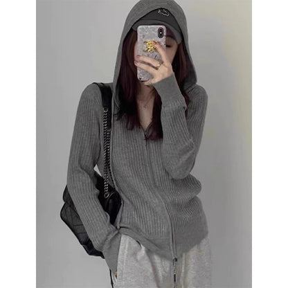 Veste en tricot côtelé à zip avant pour femmes Chic und Stil