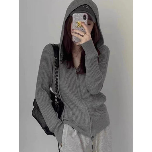 Veste en tricot côtelé à zip avant pour femmes Chic und Stil