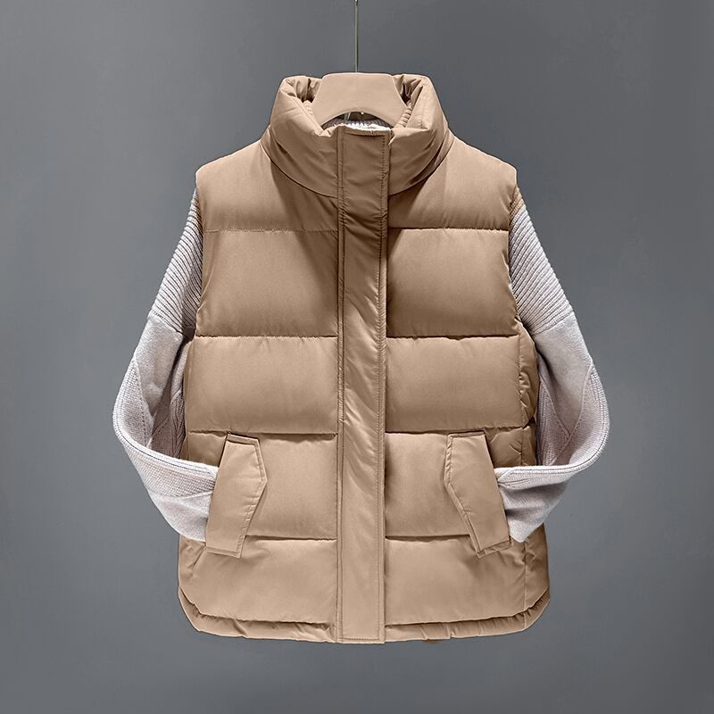 Dames gilet matelassé rembourré avec poches latérales hautes et col moderne Chic und Stil