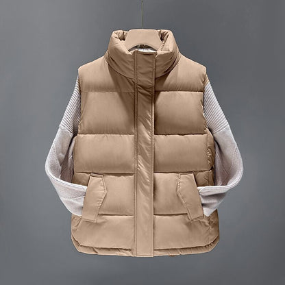 Dames gilet matelassé rembourré avec poches latérales hautes et col moderne Chic und Stil
