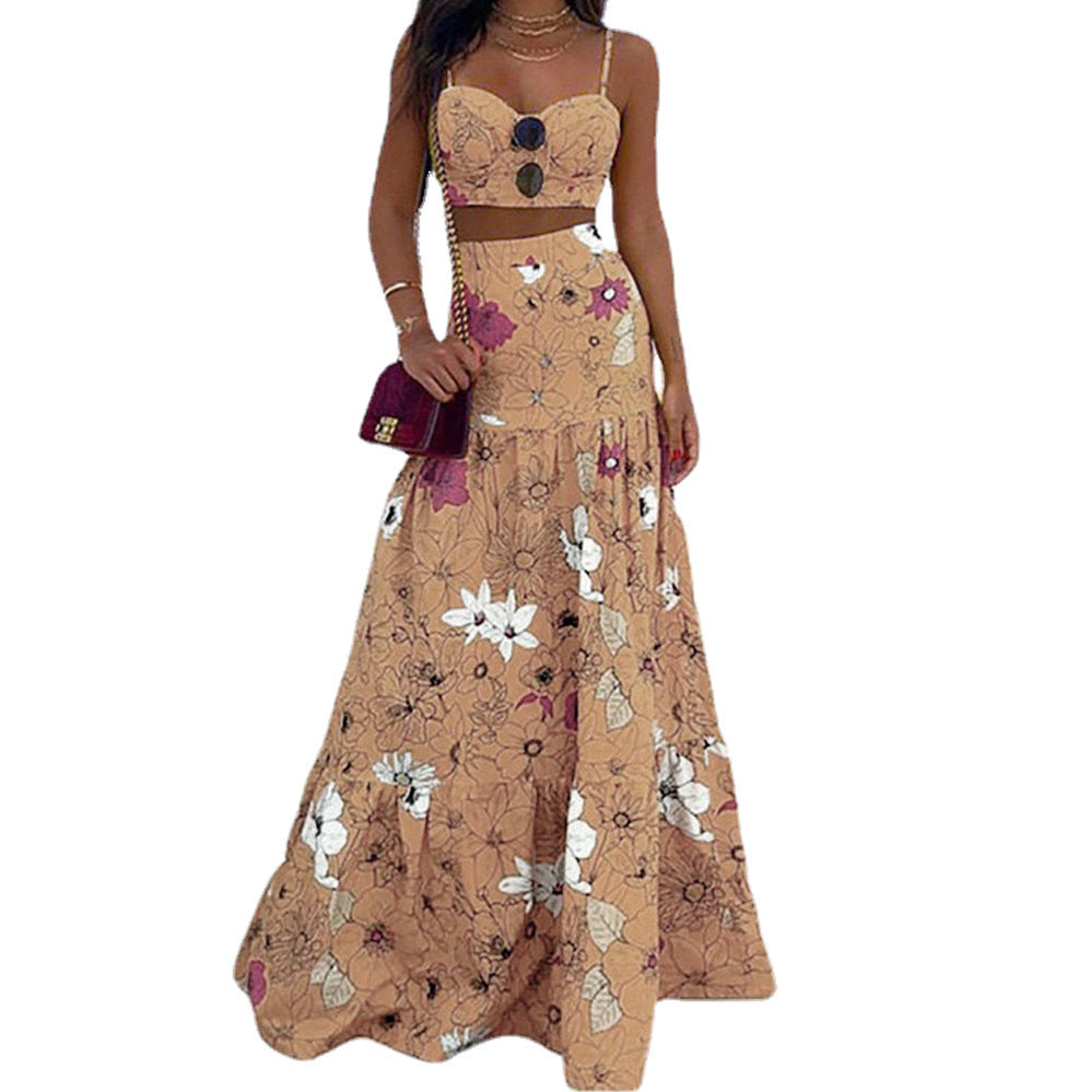 Robe maxi pour femmes avec design floral et haut bustier chic Chic und Stil