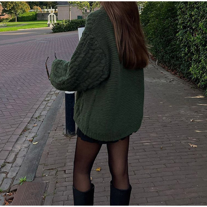 Dames Grand pull en tricot à motif torsadé Chic und Stil