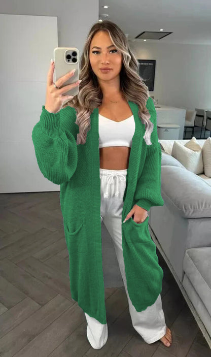 Dames Grande manteau en tricot avec manches longues et poches pratiques Chic und Stil