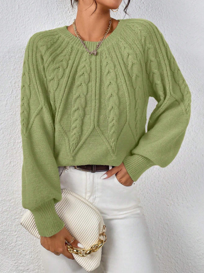 Pull en tricot pour femmes avec motif en torsades et manches larges Chic und Stil