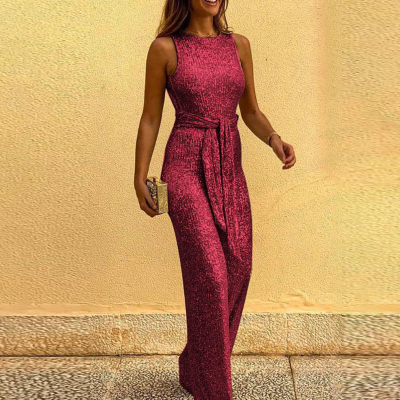 Robe de soirée scintillante pour femme avec ceinture élégante à la taille Chic und Stil