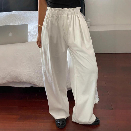 Wide chino pants for women with elastic waistband and side pockets Chic and Style