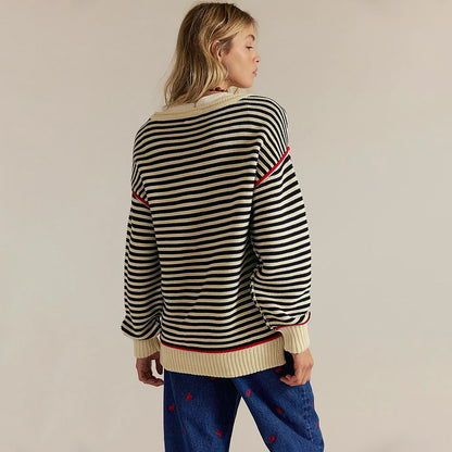Pull en tricot oversized pour femmes avec motif rayé et coupe décontractée Chic und Stil