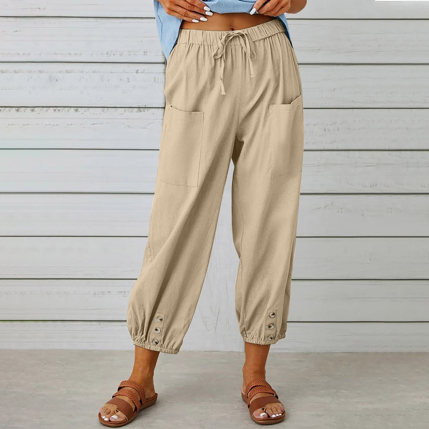 Casual pants for women with practical pockets and elastic edges Chic and Style