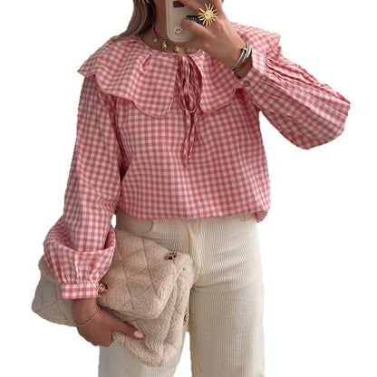 Blouse femme avec bas à volants et motif à carreaux Chic und Stil