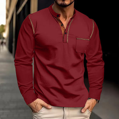 Chemise Henley à manches longues pour hommes avec col moderne et poche poitrine pratique Chic und Stil