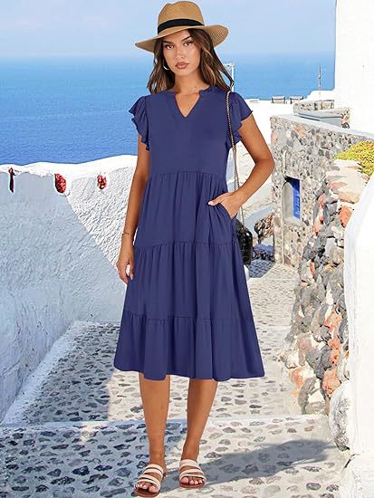 Robe de loisir pour femmes avec des détails en volants et des poches Chic und Stil