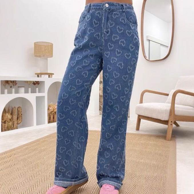 Chic and Style Floral Print Women's Jeans Pants