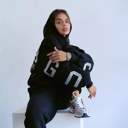 Ladies oversized tracksuit with hood and elastic cuffs Chic and Style