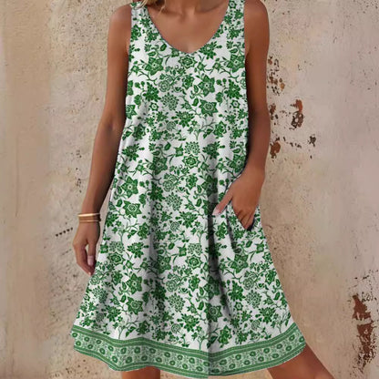 Robe de loisirs pour femmes avec motif floral et poches latérales pratiques Chic und Stil