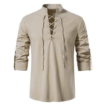Chemise à manches longues pour hommes avec cordage décontracté Chic und Stil