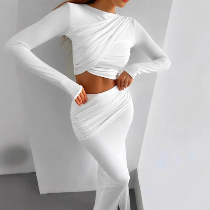 Dames Robe enveloppante élégante à manches longues et coupe ajustée Chic und Stil