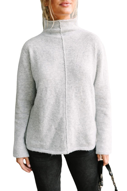 Dames élégant pull avec col haut et doux tricot fin Chic und Stil
