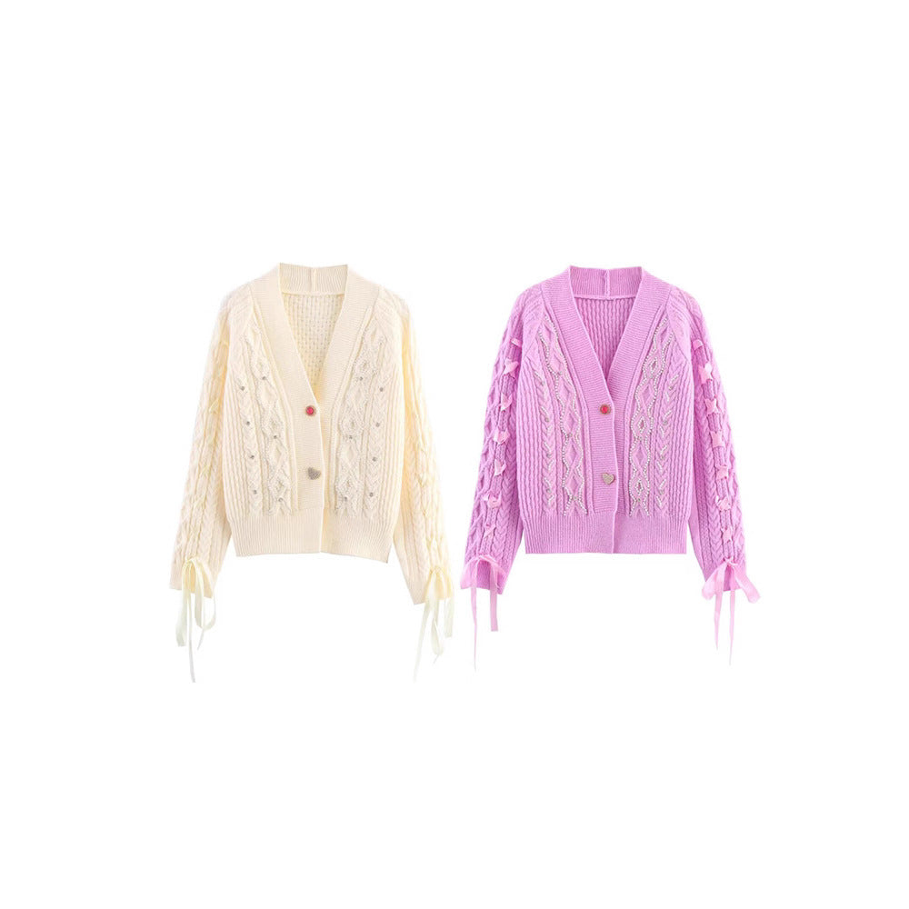 Dames cardigan avec détails scintillants et éléments de volants spéciaux Chic und Stil