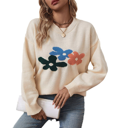 Pull décontracté pour femmes avec motifs floraux et col rond Chic und Stil