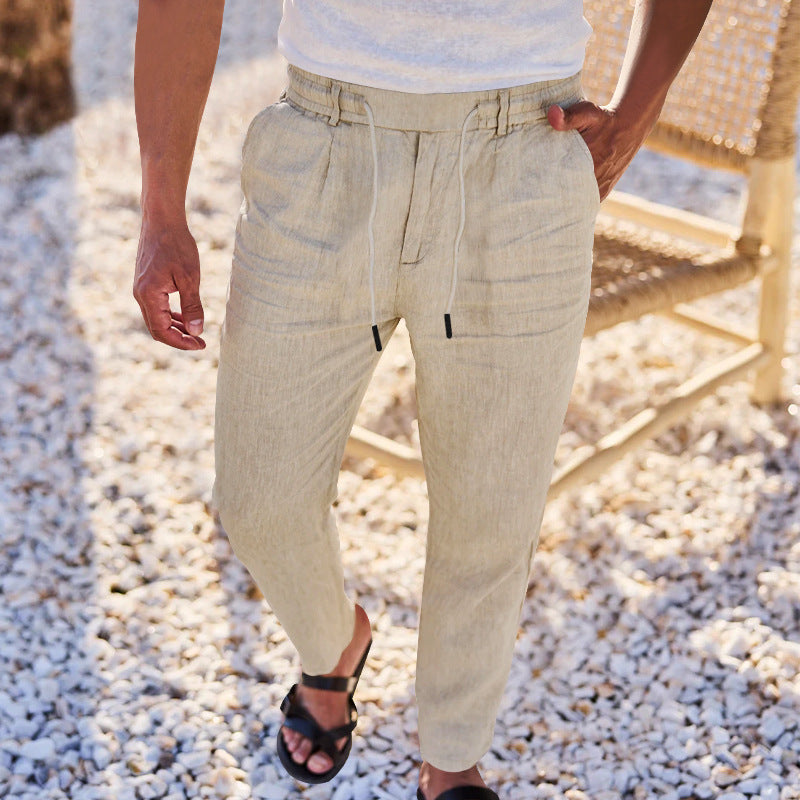 Men's casual pants with elastic waistband and side pockets. Chic and Style