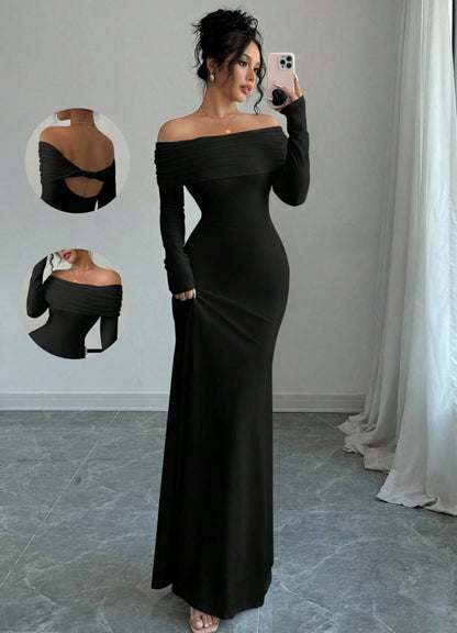 Robe maxi élégante sans épaule pour femmes avec des détails raffinés au dos Chic und Stil