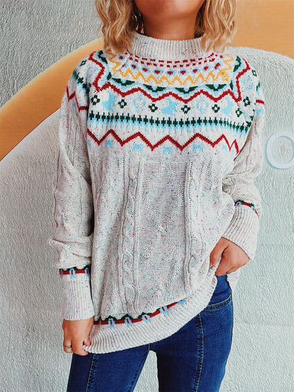 Pull-over en grosse maille pour femmes avec motif festif et dessin de torsades moderne Chic und Stil
