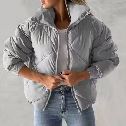 Ladies thermal insulated quilted jacket with high collar and elastic cuffs Chic and Style