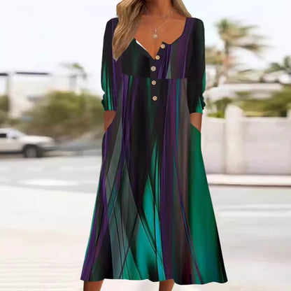 Robe maxi femme avec détail de bouton avant et poches latérales Chic und Stil