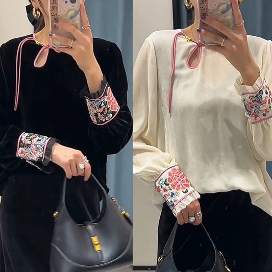 Blouse en Chiffon Brodé pour Femmes Chic und Stil